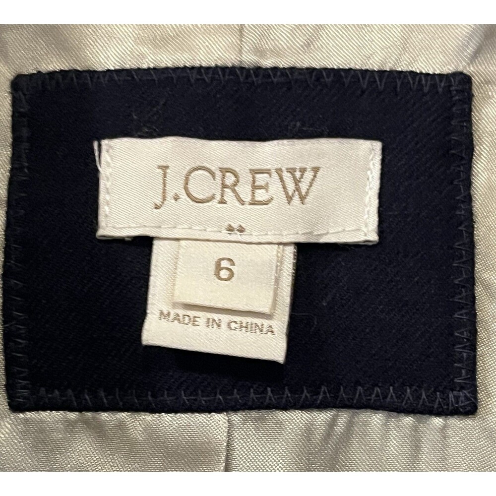 J Crew Wool Blend Gold Buttons Blazer Stretch Jacket Womens 6 Navy Blue Preppy - Picture 6 of 7
